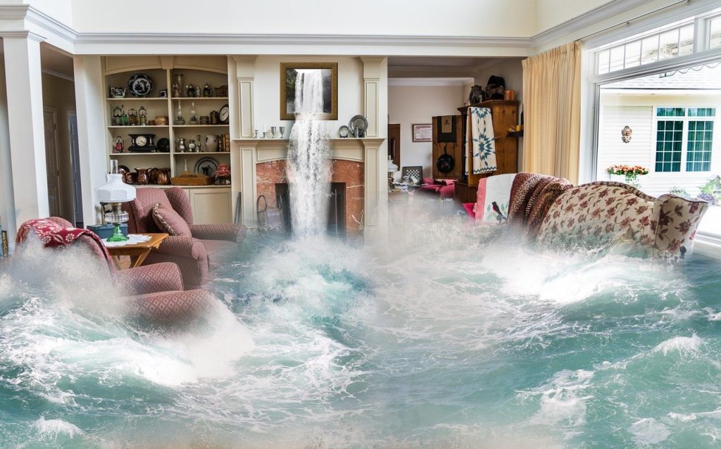 flooding surreal living room